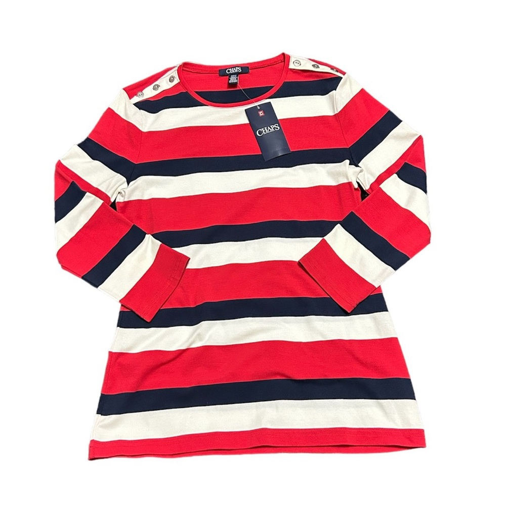 New with Tags Women’s Small Chaps Nautical Striped 1/4 Length Sleeve Shirt